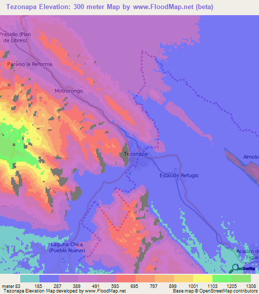 Tezonapa,Mexico Elevation Map