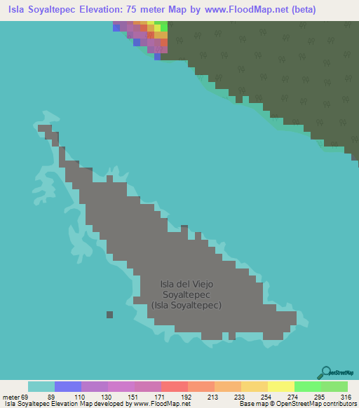 Isla Soyaltepec,Mexico Elevation Map