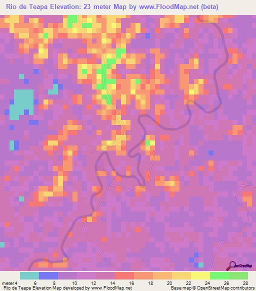 Rio de Teapa,Mexico Elevation Map