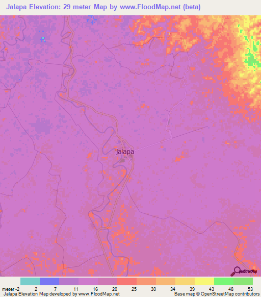 Jalapa,Mexico Elevation Map