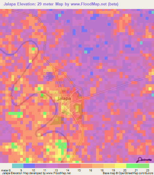 Jalapa,Mexico Elevation Map