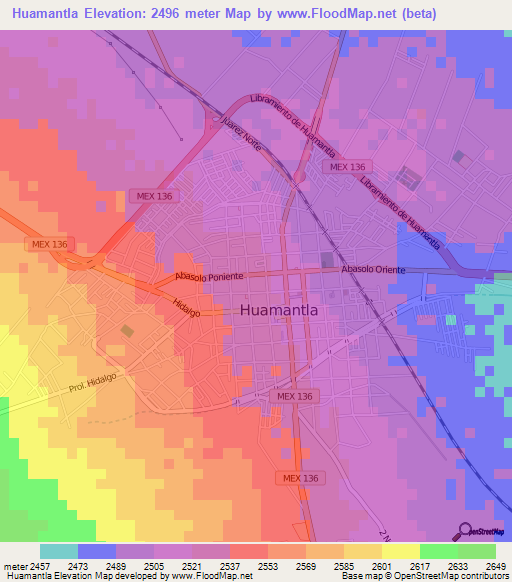 Huamantla,Mexico Elevation Map