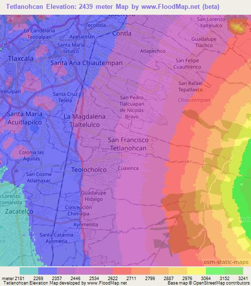 Tetlanohcan,Mexico Elevation Map