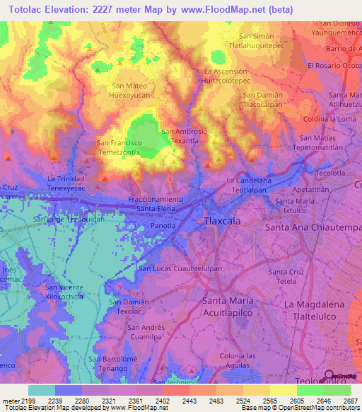 Totolac,Mexico Elevation Map