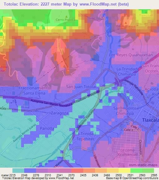 Totolac,Mexico Elevation Map