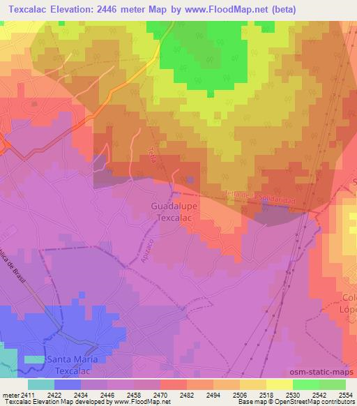 Texcalac,Mexico Elevation Map