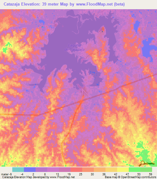 Catazaja,Mexico Elevation Map