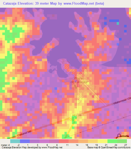 Catazaja,Mexico Elevation Map