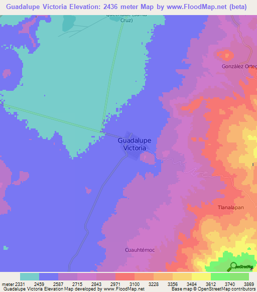 Guadalupe Victoria,Mexico Elevation Map