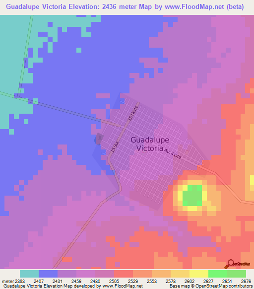 Guadalupe Victoria,Mexico Elevation Map