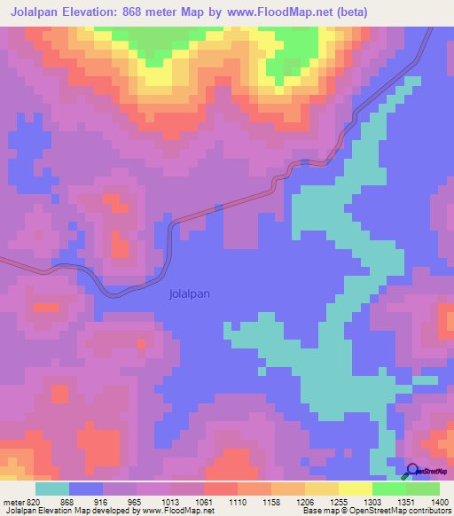 Jolalpan,Mexico Elevation Map