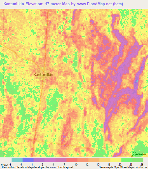 Kantunilkin,Mexico Elevation Map