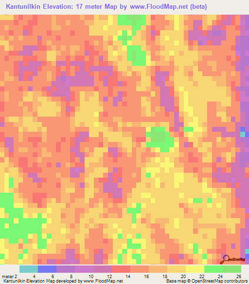 Kantunilkin,Mexico Elevation Map