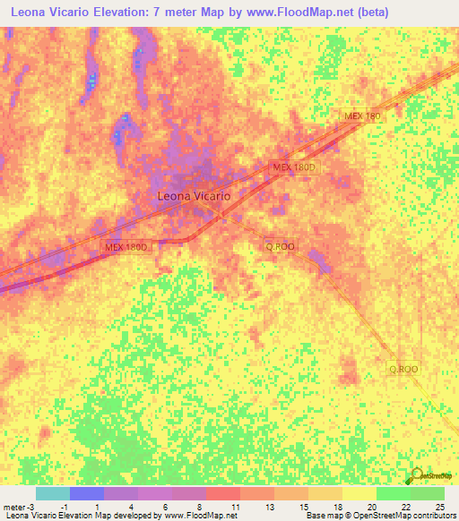 Leona Vicario,Mexico Elevation Map