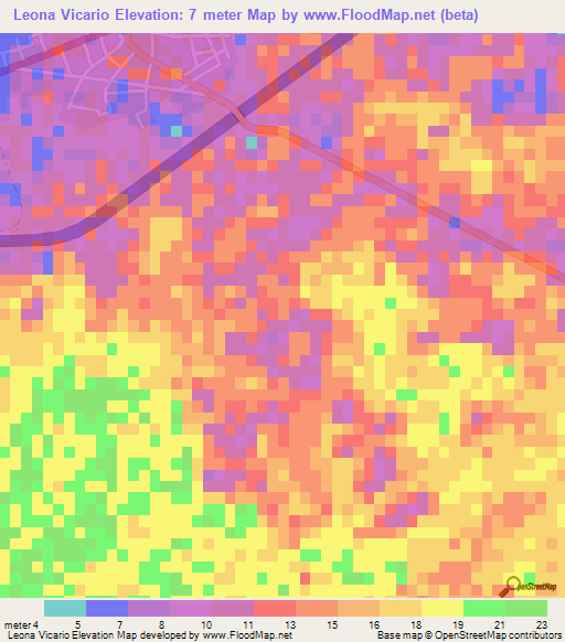 Leona Vicario,Mexico Elevation Map