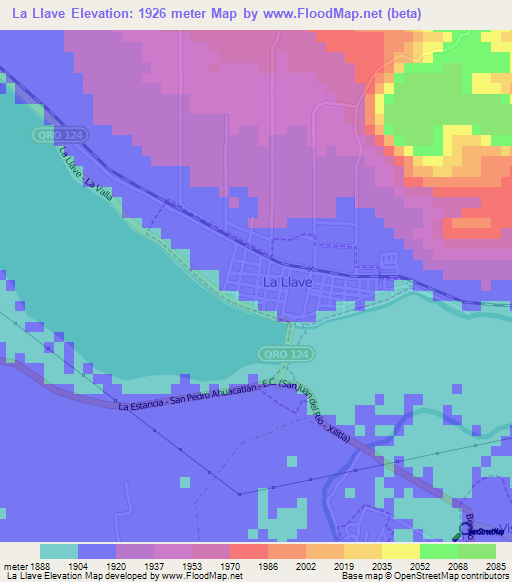 La Llave,Mexico Elevation Map