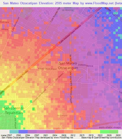 San Mateo Otzacatipan,Mexico Elevation Map