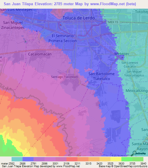 San Juan Tilapa,Mexico Elevation Map