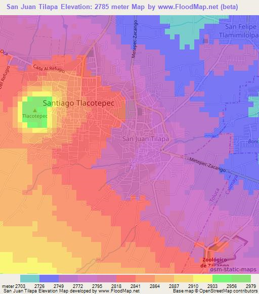 San Juan Tilapa,Mexico Elevation Map