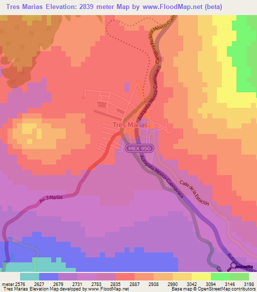 Tres Marias,Mexico Elevation Map