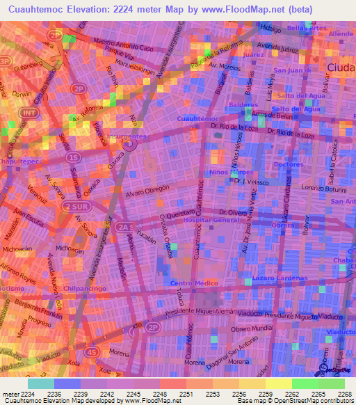 Cuauhtemoc,Mexico Elevation Map