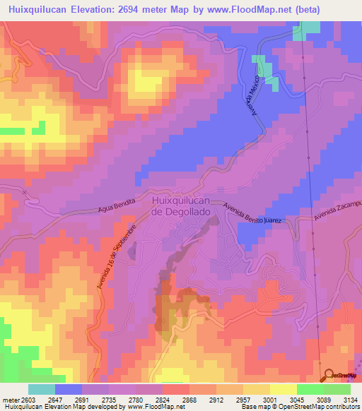 Huixquilucan,Mexico Elevation Map