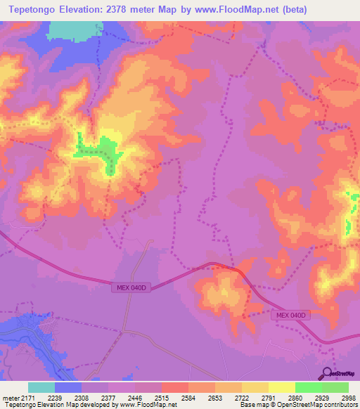 Tepetongo,Mexico Elevation Map