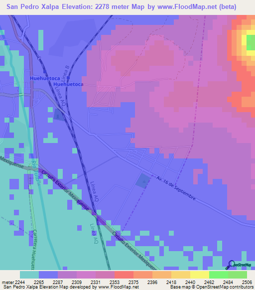 San Pedro Xalpa,Mexico Elevation Map