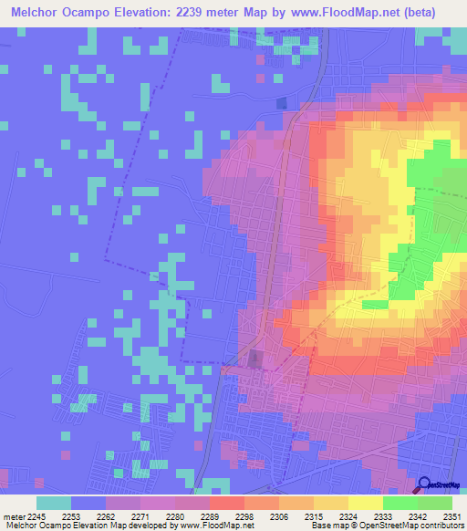 Melchor Ocampo,Mexico Elevation Map