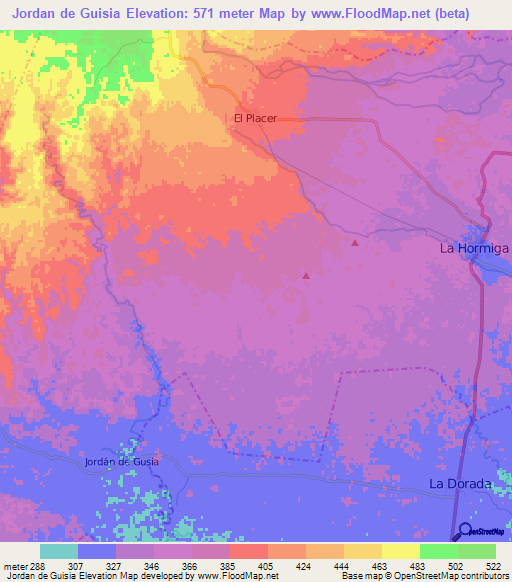 Jordan de Guisia,Colombia Elevation Map