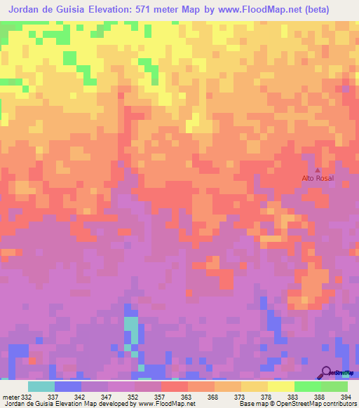 Jordan de Guisia,Colombia Elevation Map