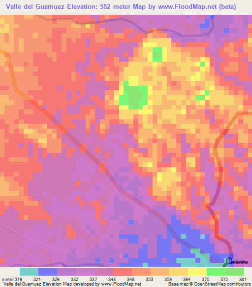 Valle del Guamuez,Colombia Elevation Map