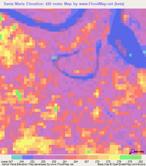 Santa Maria,Colombia Elevation Map