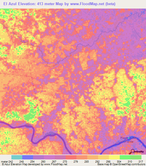 El Azul,Colombia Elevation Map