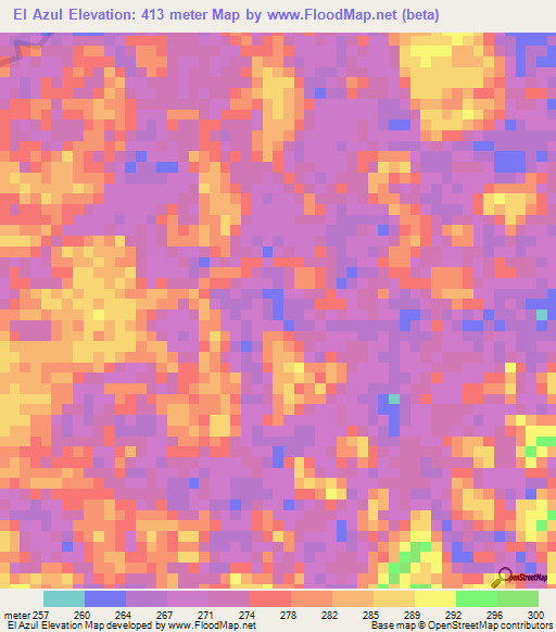 El Azul,Colombia Elevation Map