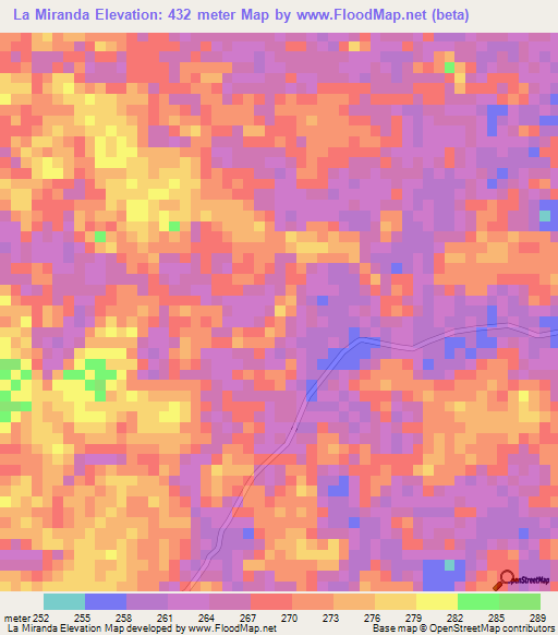 La Miranda,Colombia Elevation Map