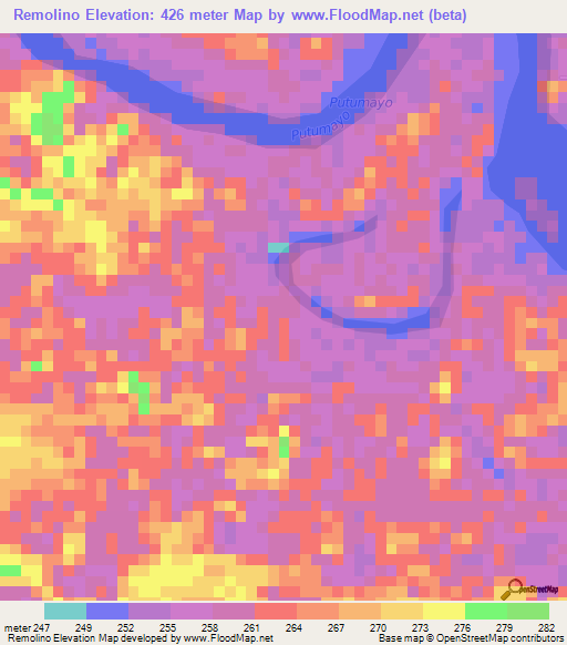 Remolino,Colombia Elevation Map