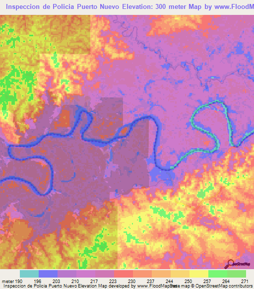 Inspeccion de Policia Puerto Nuevo,Colombia Elevation Map