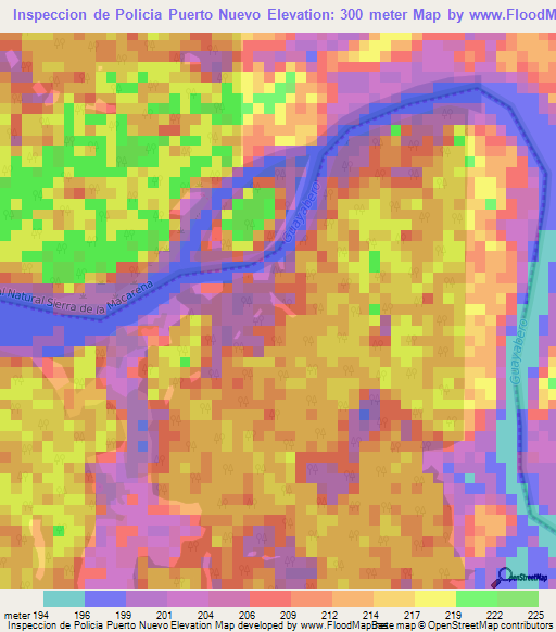 Inspeccion de Policia Puerto Nuevo,Colombia Elevation Map