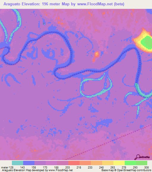 Araguato,Colombia Elevation Map