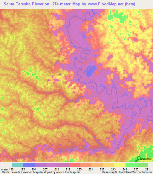 Santa Teresita,Colombia Elevation Map