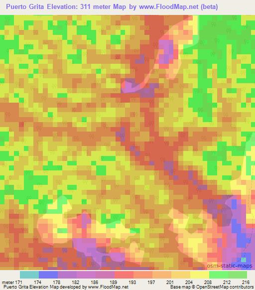 Puerto Grita,Colombia Elevation Map