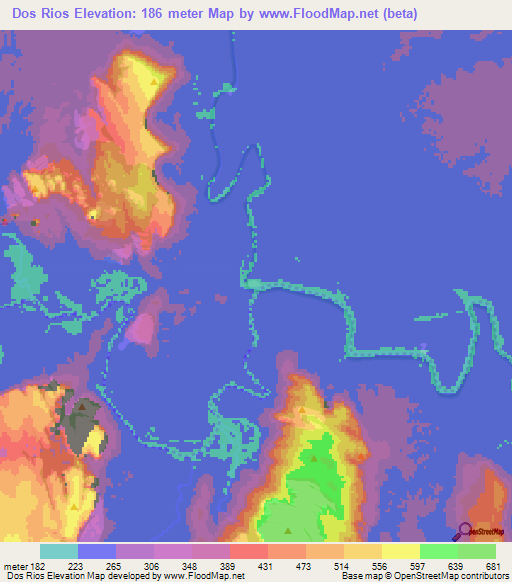 Dos Rios,Colombia Elevation Map