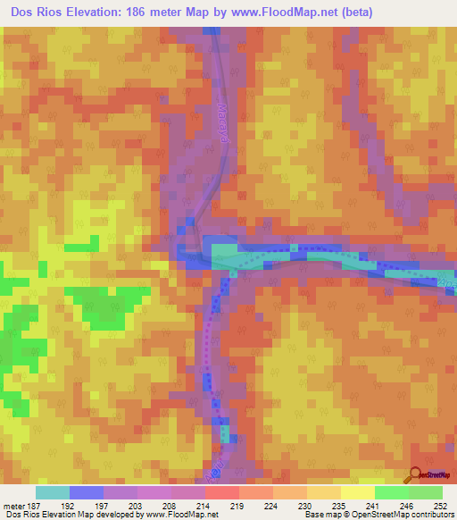 Dos Rios,Colombia Elevation Map