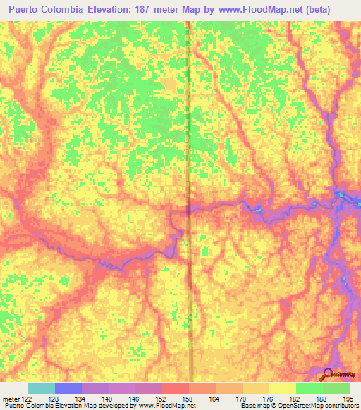 Puerto Colombia,Colombia Elevation Map