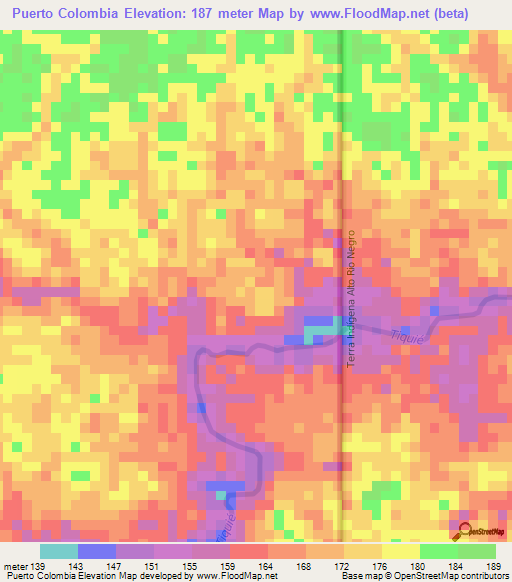 Puerto Colombia,Colombia Elevation Map