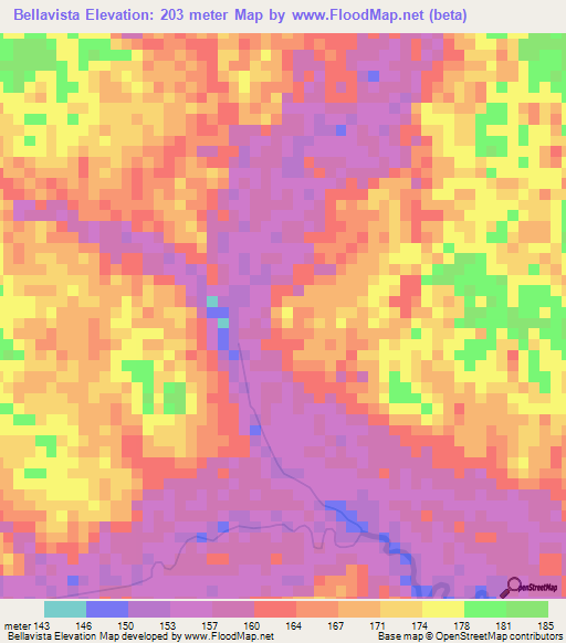 Bellavista,Colombia Elevation Map