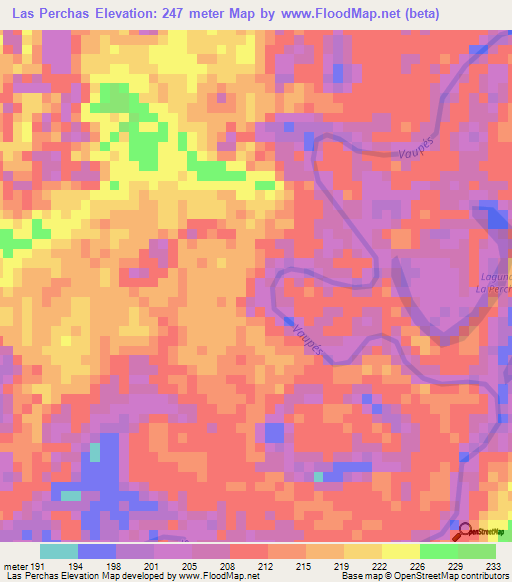 Las Perchas,Colombia Elevation Map