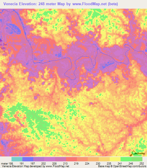 Venecia,Colombia Elevation Map