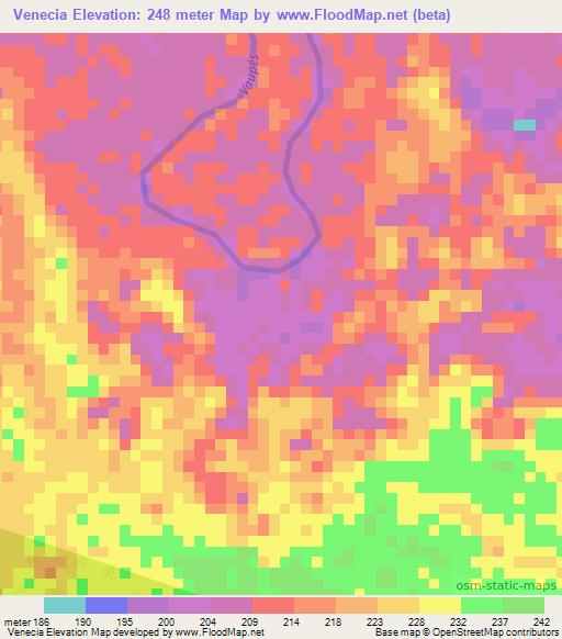 Venecia,Colombia Elevation Map